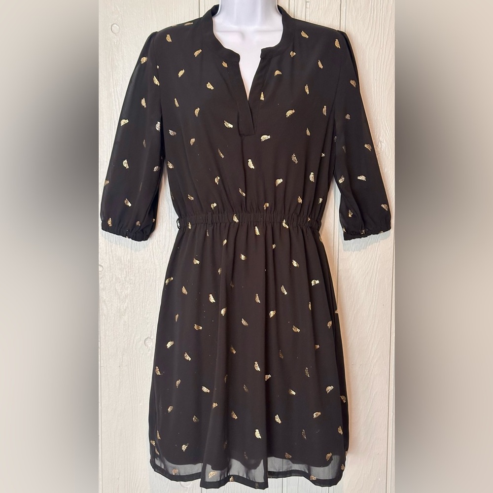 Yumi Black & Gold Midi Dress